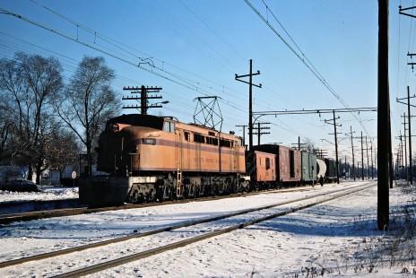 South Shore Line freight train at Gary, Indiana, on January 17, 1981. Photograph by John F. Bjorklund, © 2015, Center for Railroad Photography and Art. Bjorklund-42-11-15
