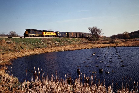 Northbound Chesapeake and Ohio Railway freight train near Clyde, Michigan, on May 4, 1980. Photograph by John F. Bjorklund, © 2015, Center for Railroad Photography and Art. Bjorklund-34-21-14