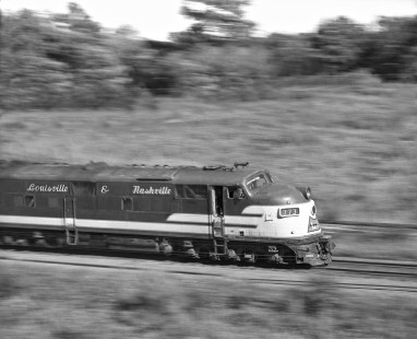 Mobile-bound Louisville and Nashville Railroad <i>Humming Bird</i> passenger train races along east of Ocean Springs, Mississippi, in August 1958. Photograph by J. Parker Lamb, © 2016, Center for Railroad Photography and Art. Lamb-01-137-10