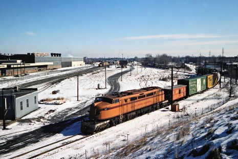 South Shore Line freight train at Hammond, Indiana, on January 17, 1981. Photograph by John F. Bjorklund, © 2015, Center for Railroad Photography and Art. Bjorklund-42-11-12