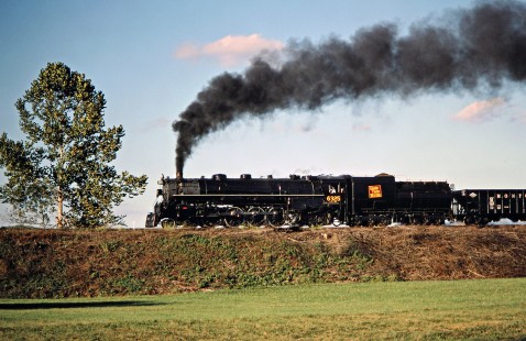 Westbound Ohio Central Railroad freight train with former Grand Trunk Western locomotive no. 6325 at Isleta, Ohio, on October 5, 2002. Photograph by John F. Bjorklund, © 2016, Center for Railroad Photography and Art. Bjorklund-78-04-23