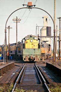 Chicago and North Western Railway Fairbanks-Morse locomotives at turntable in Escanaba, Michigan, on September 2, 1973. Photograph by John F. Bjorklund, © 2015, Center for Railroad Photography and Art. Bjorklund-24-06-03.