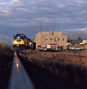 Alaska Railroad EMD FP7A locomotive no. 1514 at Anchorage station, c. 1968. Photograph by Leo King, © 2015, Center for Railroad Photography and Art. King-02-020-002