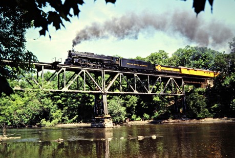 Westbound Chesapeake and Ohio Railway passenger excursion train led by stream locomotive no. 614 in Grand Ledge, Michigan, on June 6, 1981. Photograph by John F. Bjorklund, © 2015, Center for Railroad Photography and Art. Bjorklund-35-05-07