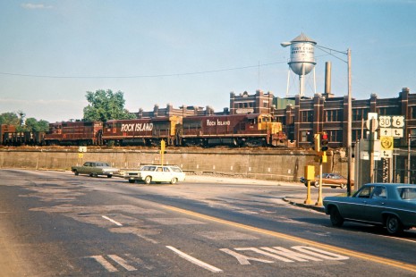 Rock Island freight train led by GE units 236 and 152, and GP no. 1342 at Joliet, Illinois, on July 3, 1971. Photograph by John F. Bjorklund, © 2016, Center for Railroad Photography and Art. Bjorklund-82-02-07