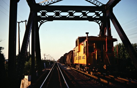 Northbound Chesapeake and Ohio Railway freight train in Monroe, Michigan, on June 11, 1978. Photograph by John F. Bjorklund, © 2015, Center for Railroad Photography and Art. Bjorklund-34-14-16