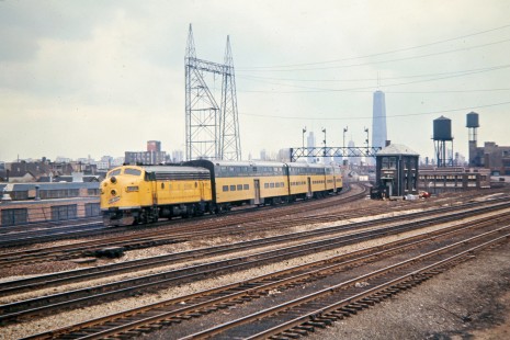 Chicago and North Western Railway passenger train in Chicago, Illinois, on April 1, 1972. Photograph by John F. Bjorklund, © 2015, Center for Railroad Photography and Art. Bjorklund-24-01-11