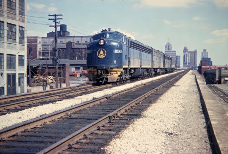 Chesapeake and Ohio Railway passenger train at Fort Street Depot in Detroit, Michigan, on April, 1968. Photograph by John F. Bjorklund, © 2015, Center for Railroad Photography and Art. Bjorklund-33-01-11