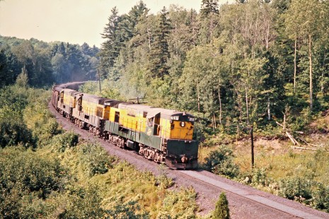 Southbound Chicago and North Western Railway ore train near Partridge, Michigan, on September 1, 1973. Photograph by John F. Bjorklund, © 2015, Center for Railroad Photography and Art.  Bjorklund-28-08-15