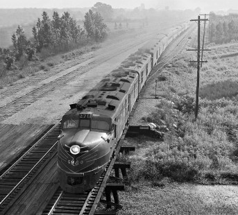 Southbound Gulf, Mobile and Ohio Railroad <i>Gulf Coast Rebel</i> departs Meridian, Mississippi, for Mobile, Alabama, behind rare Alco DL-109 units in June 1955. Photograph by J. Parker Lamb, © 2016, Center for Railroad Photography and Art. Lamb-01-134-02