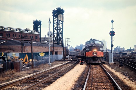 Amtrak passenger train no. 58, the <i>Panama</i>, on Illinois Central Railroad track at 21st Street in Chicago, Illinois, on April 2, 1972. Photograph by John F. Bjorklund, © 2016, Center for Railroad Photography and Art. Bjorklund-60-03-01
