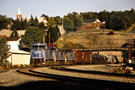 Conrail freight train in Gallitzin, Pennsylvania, on September 23, 1995. Photograph by John F. Bjorklund, © 2015, Center for Railroad Photography and Art. Bjorklund-31-15-21