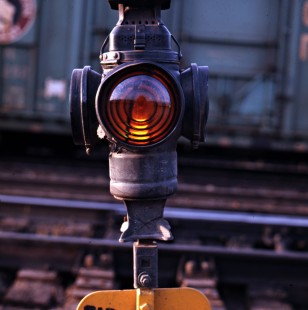 Alaska Railroad switch lamp at Anchorage, Alaska, in c. 1968. Photograph by Leo King, © 2015, Center for Railroad Photography and Art. King-02-011-004