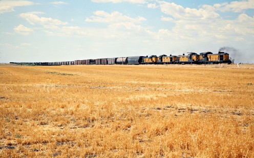 Chicago and North Western Railway freight train in South Dakota, on July 24, 1976. Photograph by John F. Bjorklund, © 2015, Center for Railroad Photography and Art. Bjorklund-25-11-09.