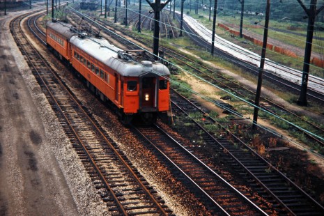 South Shore Line passenger train near Chicago, Illinois, on July 5, 1971. Photograph by John F. Bjorklund, © 2015, Center for Railroad Photography and Art.. Bjorklund-42-01-17