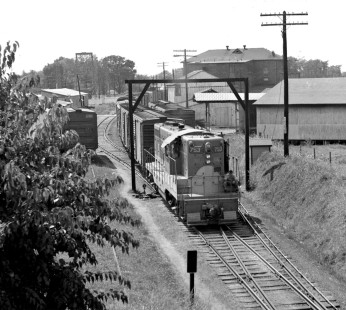 Nashville, Chattanooga and St. Louis Railway local freight train delivers cars to the Illinois Central Railroad at Jackson, Tennessee, in June 1955. Photograph by J. Parker Lamb, © 2016, Center for Railroad Photography and Art. Lamb-01-151-02