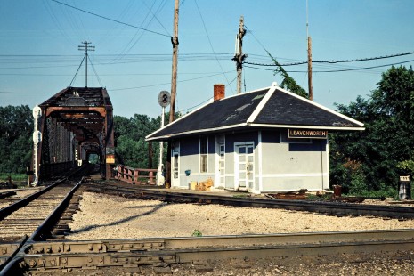 Chicago and North Western Railway track in Leavenworth, Kansas, on July 12, 1981. Photograph by John F. Bjorklund, © 2015, Center for Railroad Photography and Art. Bjorklund-27-16-12