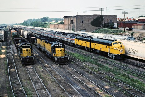 Amtrak passenger train on the Chicago and North Western Railway in Clinton, Iowa, on July 5, 1981. Photograph by John F. Bjorklund, © 2015, Center for Railroad Photography and Art. Bjorklund-28-14-03