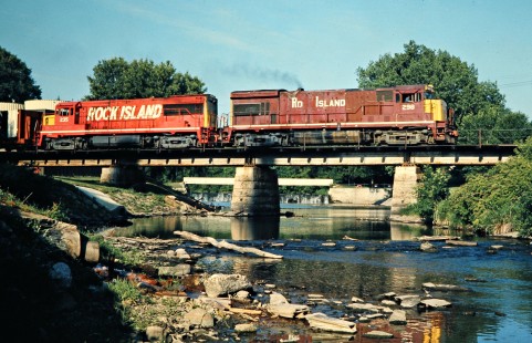 Northbound Rock Island freight train at Owatonna, Minnesota, on July 21, 1976. Photograph by John F. Bjorklund, © 2016, Center for Railroad Photography and Art. Bjorklund-82-07-07