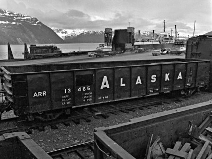 Alaska Railroad gondola no. 13465 at Whittier, Alaska, c. 1973. Photograph by Leo King, © 2015, Center for Railroad Photography and Art. King-03-021-004