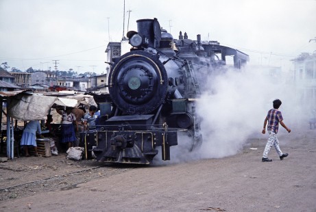 Guayaquil-Quito Railway steam locomotive no. 44 in Bucay, Chimborazo, Ecuador, on July 23, 1988. Photograph by Fred M. Springer, © 2014, Center for Railroad Photography and Art, Springer-ECU1-04-17