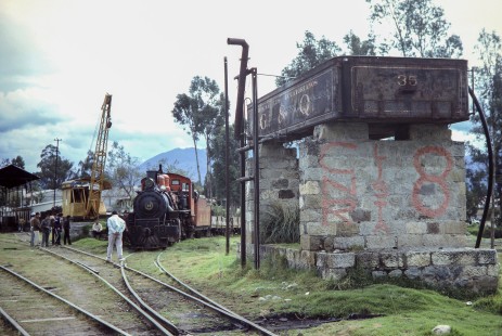 Guayaquil-Quito Railway steam locomotive no. 14 at a railway service yard in Cuenca, Azuay, Ecuador, on July 11, 1990. Photograph by Fred M. Springer, © 2014, Center for Railroad Photography and Art, Springer-SOAM1-03-15