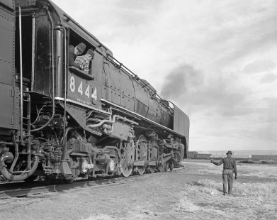 Union Pacific Railroad steam locomotive no. 8444 in Laramie, Wyoming, on January 24, 1970. Photograph by Victor Hand. Hand-UP-64-210.JPG
