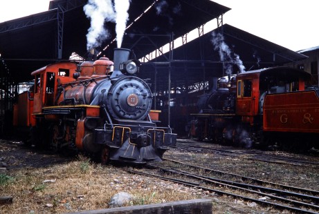 Guayaquil-Quito Railway steam locomotive no. 11 in Bucay, Chimborazo, Ecuador, on July 23, 1988. Photograph by Fred M. Springer, © 2014, Center for Railroad Photography and Art, Springer-ECU1-04-12