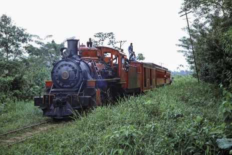 Guayaquil-Quito Railway steam locomotive no. 11 in San Rafael, Imbabura, Ecuador, on July 23, 1988. Photograph by Fred M. Springer,  © 2014, Center for Railroad Photography and Art, Springer-ECU1-04-25
