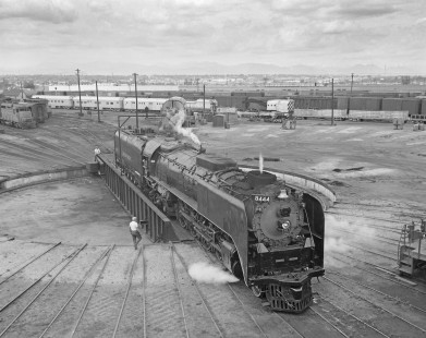 Union Pacific Railroad steam locomotive no. 8444 on turntable in Denver, Colorado, on May 31, 1969. Photograph by Victor Hand. Hand-UP-64-186.JPG