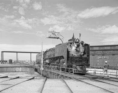 Union Pacific Railroad steam locomotive no. 8444 turntable in Cheyenne, Wyoming, on August 13, 1978. Photograph by Victor Hand. Hand-UP-64-291.JPG