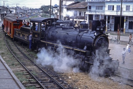 Guayaquil-Quito Railway steam locomotive no. 44 in Bucay, Chimborazo, Ecuador, on July 23, 1988. Photograph by Fred M. Springer,  © 2014, Center for Railroad Photography and Art, Springer-ECU1-04-11
