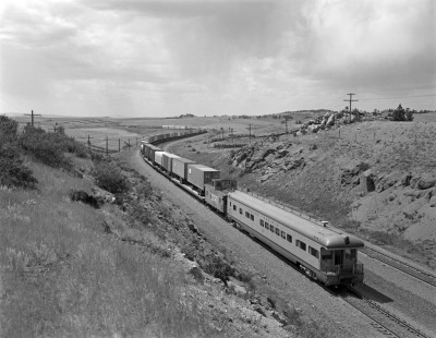Westbound Union Pacific Railroad business car no. 102 at Sherman, Wyoming, on August 11, 1979. Photograph by Victor Hand. Hand-UP-64-274.JPG