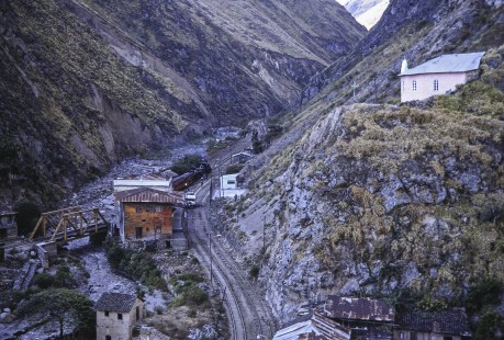 A passenger depot in Sibambe, Chimborazo, Ecuador, on July 23, 1988. Photograph by Fred M. Springer,  © 2014, Center for Railroad Photography and Art, Springer-ECU1-06-25