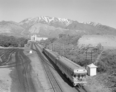 Eastbound Union Pacific Railroad passenger train no. 6 at Ogden, Utah, on May 10, 1969. Train is en route between Los Angeles, California, and Omaha, Nebraska. Photograph by Victor Hand. Hand-UP-64-146.JPG