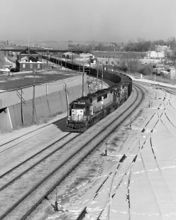 Chicago & North Western empty coal train at Omaha, Nebraska, on January 13, 1991. Photograph by Robert A. Hadley, © 2017, Center for Railroad Photography and Art. Hadley-02-151-03