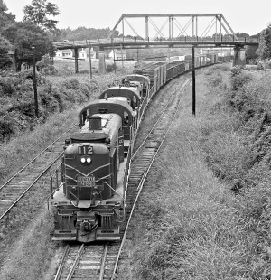 Chattanooga-bound Central of Georgia Railway freight train passes through Newnan, Georgia, in June 1957. Photograph by J. Parker Lamb, © 2016, Center for Railroad Photography and Art. Lamb-02-012-07
