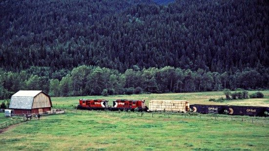 Southbound Canadian Pacific Railway freight train near Passmore, British Columbia, on July 13, 1983. Photograph by John F. Bjorklund, © 2015, Center for Railroad Photography and Art. Bjorklund-38-07-21