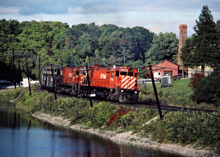Westbound Canadian Pacific Railway freight train at Campbellsville, Ontario, on September 4, 1982. Photograph by John F. Bjorklund, © 2015, Center for Railroad Photography and Art. Bjorklund-37-18-02