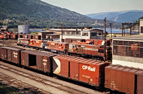 Canadian Pacific Railway engine terminal at Nelson, British Columbia, on July 15, 1973. Photograph by John F. Bjorklund, © 2015, Center for Railroad Photography and Art. Bjorklund-36-21-19
