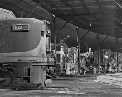 Variety of Tennessee Central Railway diesel are on display at roundhouse in Nashville, Tennessee, in June 1962. Photograph by J. Parker Lamb, © 2016, Center for Railroad Photography and Art. Lamb-02-024-02