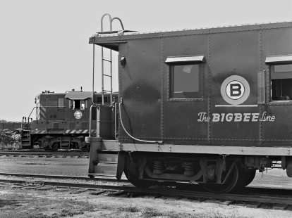 Meridian and Bigbee Railroad Geep and re-built caboose in July 1957 illustrate modernization of road after re-organization 1952. Photograph by J. Parker Lamb, © 2016, Center for Railroad Photography and Art. Lamb-02-034-11