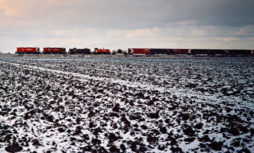 Westbound Canadian Pacific Railway freight train near Riggold, Ontario, on September 12, 1978. Photography and Art;  Photograph by John F. Bjorklund, © 2015, Center for Railroad Photography and Art. Bjorklund-37-07-07
