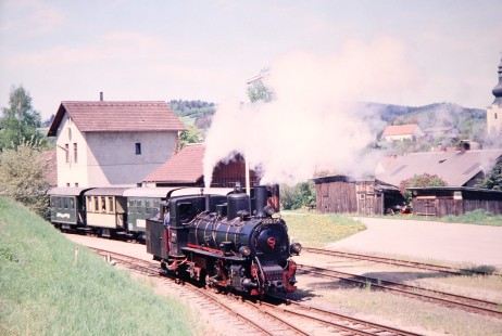 Waldviertler Narrow-Gauge Railway Club 0-8-4T steam locomotive no. 399.04 at Gerungs, Lower Austria, Austria, on May 13, 2001. Photograph by Fred M. Springer, © 2014, Center for Railroad Photography and Art. Springer-Austria-05-10