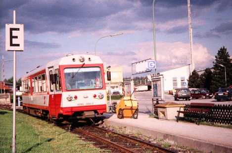 Waldviertler Narrow-Gauge Railway Club car no. 5090-004-2 in Gmünd, Austria, on May 11, 2001. Photograph by Fred M. Springer, © 2014, Center for Railroad Photography and Art. Springer-Austria-02-31