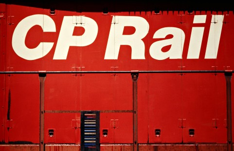 Canadian Pacific Railway logo on side of engine in Nelson, British Columbia, on July 13, 1973. Photograph by John F. Bjorklund, © 2015, Center for Railroad Photography and Art. Bjorklund-36-16-09