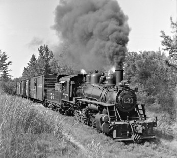 Inbound Mississippian Railway freight train crests a short grade en route to Amory, Mississippi, in August 1956. Photograph by J. Parker Lamb, © 2016, Center for Railroad Photography and Art. Lamb-02-030-01
