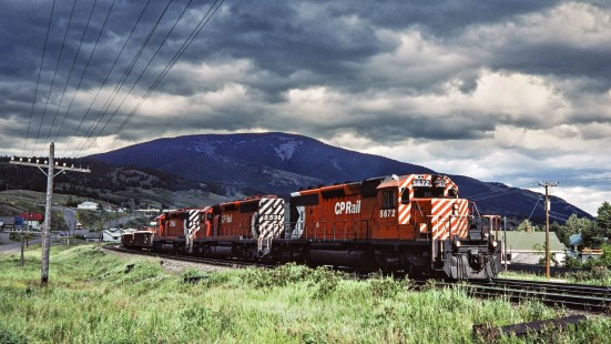 Westbound Canadian Pacific Railway freight train no. 979 at Coleman, Alberta, on July 11, 1983. Photograph by John F. Bjorklund, © 2015, Center for Railroad Photography and Art. Bjorklund-38-02-16