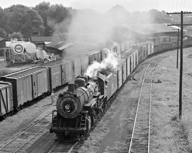 Birmingham-bound Central of Georgia Railway local leaves yard at Opelika, Alabama, after completing switching duties in August 1952. Photograph by J. Parker Lamb, © 2016, Center for Railroad Photography and Art. Lamb-02-008-03