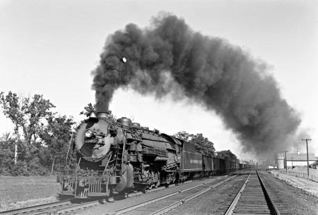 Reading Company 2-10-2 steam locomotive no. 3005 pulling a westbound freight train at Boiling Springs, Pennsylvania, on September 2, 1941. Photograph by Donald W. Furler, © 2017, Center for Railroad Photography and Art, Furler-15-104-02